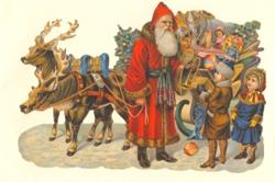Kort - Glansbillede Julemand og børn